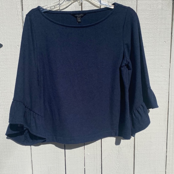 Banana Republic sweater 3/4 ruffle sleeve blue XS - Picture 2 of 11